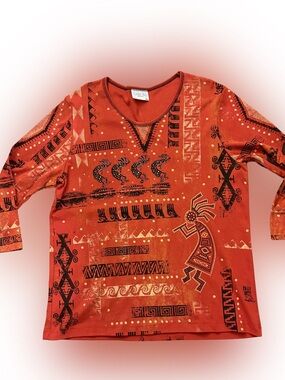 Vintage Cactus Bay Orange Ribbed Cotton Top